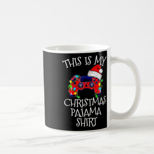 Pajama Shirt Video Game Controller Santa Hat Gamer Coffee Mug (Right)