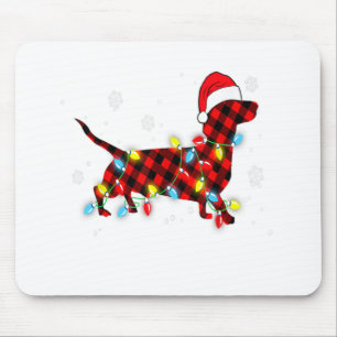 Pajamas Red Buffalo Plaid Dachshund Dog Merry Chri Mouse Mat
