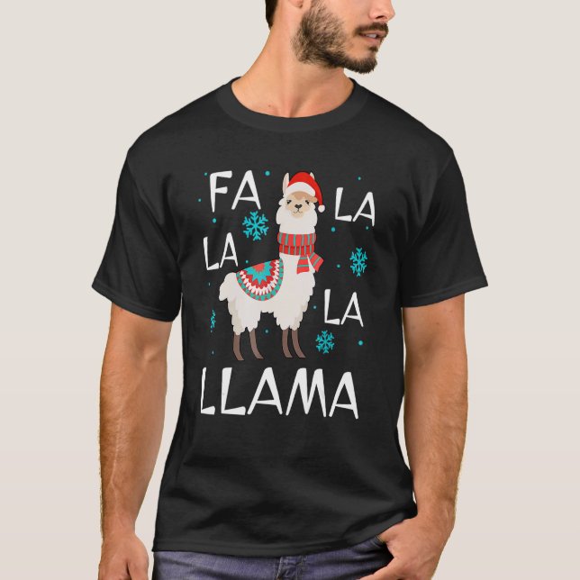 Pajamas Xmas Fa La La Llama Kids Women Christmas P T-Shirt (Front)