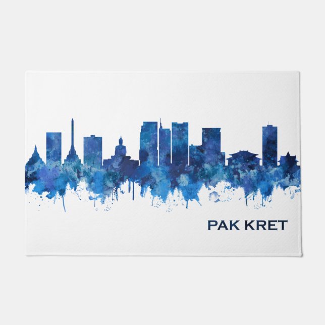Pak Kret Thailand Skyline Blue Doormat (Front)
