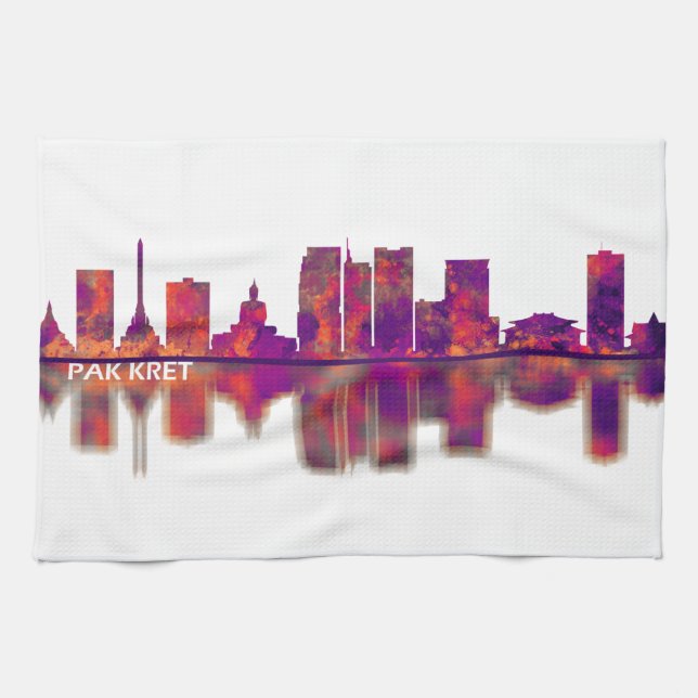 Pak Kret Thailand Skyline Tea Towel (Horizontal)