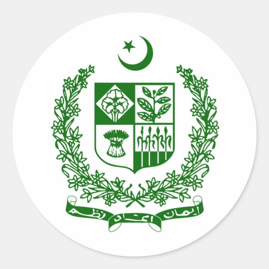Pakistan coat of arms classic round sticker