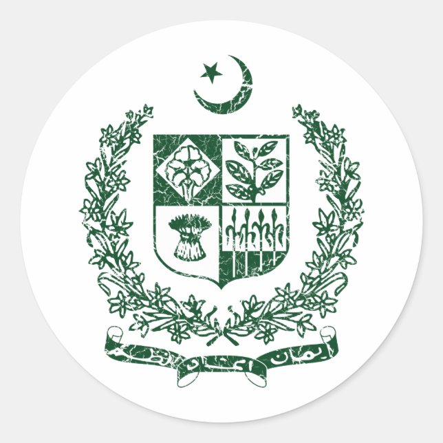 Pakistan Coat Of Arms Classic Round Sticker (Front)