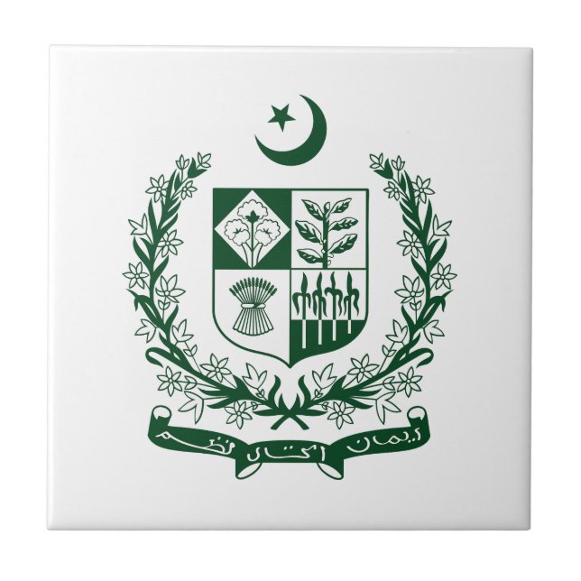 Pakistan country coat arms symbol emblem eagle tile (Front)