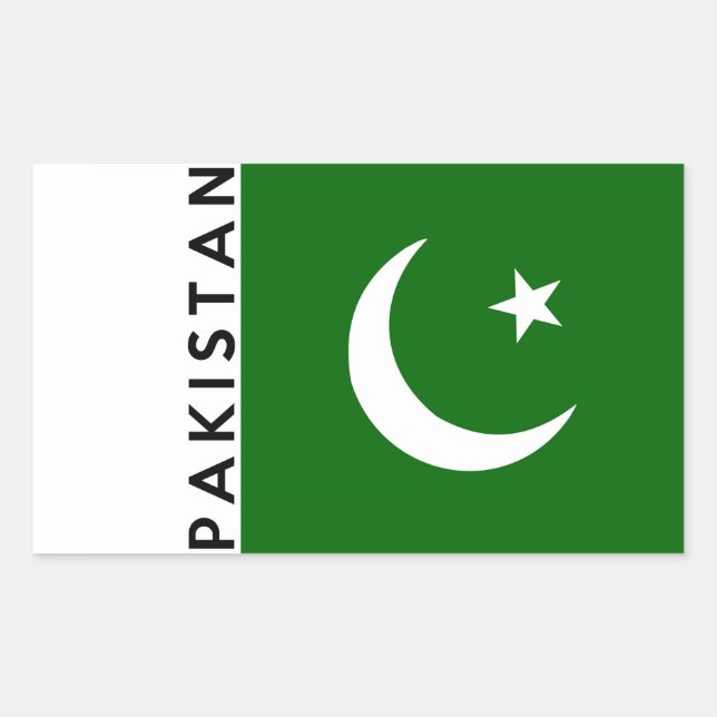 pakistan country flag text name rectangular sticker (Front)