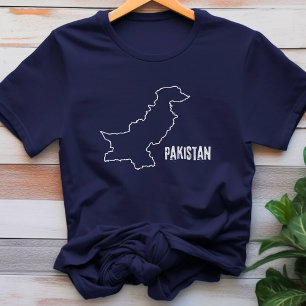 Pakistan Country Map Pakistani National Line Shape T-Shirt