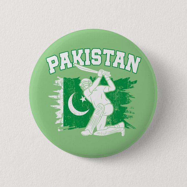 Pakistan Cricket Star, Pakistan Cricket Gift 6 Cm Round Badge (Front)