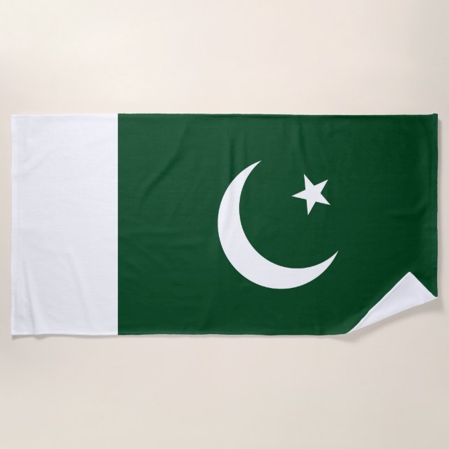 Pakistan Flag Beach Towel (Front)