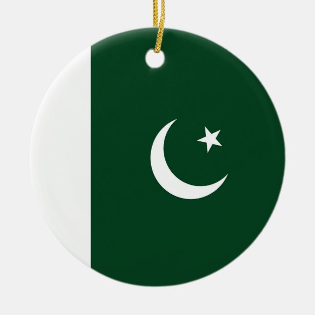 Pakistan flag ceramic tree decoration (Front)