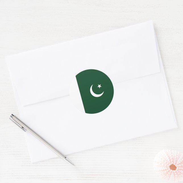 Pakistan flag classic round sticker (Envelope)