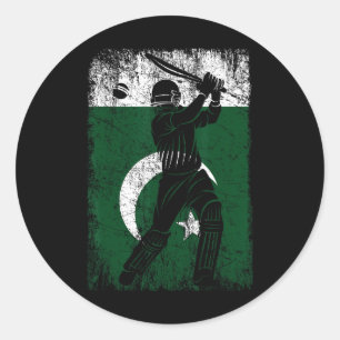 Pakistan Flag Cricket Jersey Fan Player Coach Classic Round Sticker