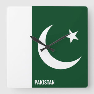Pakistan Flag Dazzling Patriotic Square Wall Clock