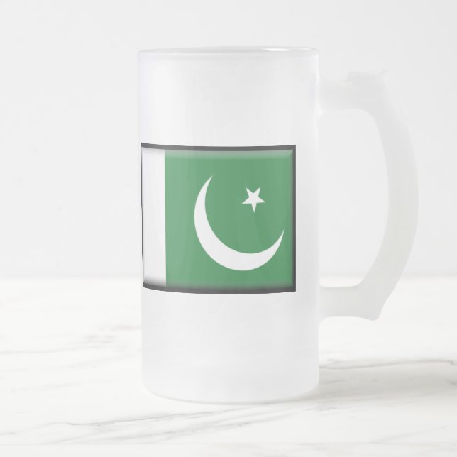 Pakistan Flag Frosted Glass Beer Mug (Right)