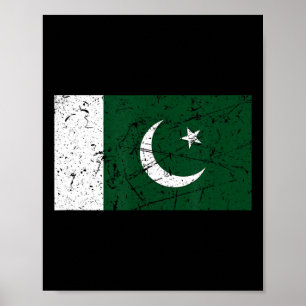 Pakistan Flag Grunge Retro Apparel Souvenirs Pakis Poster