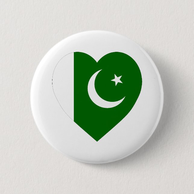 Pakistan Flag Heart 6 Cm Round Badge (Front)