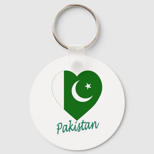 Pakistan Flag Heart Key Ring (Front)