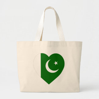 Pakistan Flag Heart Large Tote Bag