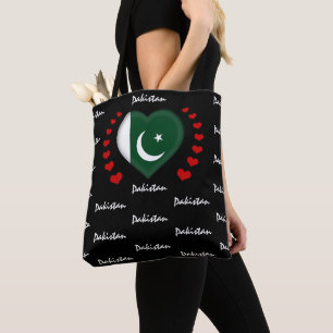 Pakistan Flag, Heart, Pakistan Flag fashion /sport Tote Bag