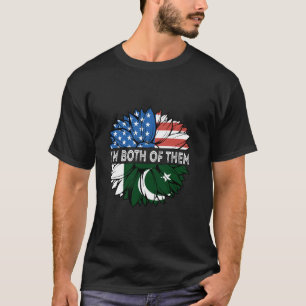 Pakistan Flag I'm Both Of Them USA Sunflower Pakis T-Shirt