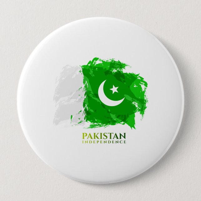 Pakistan Flag Independence day 10 Cm Round Badge (Front)