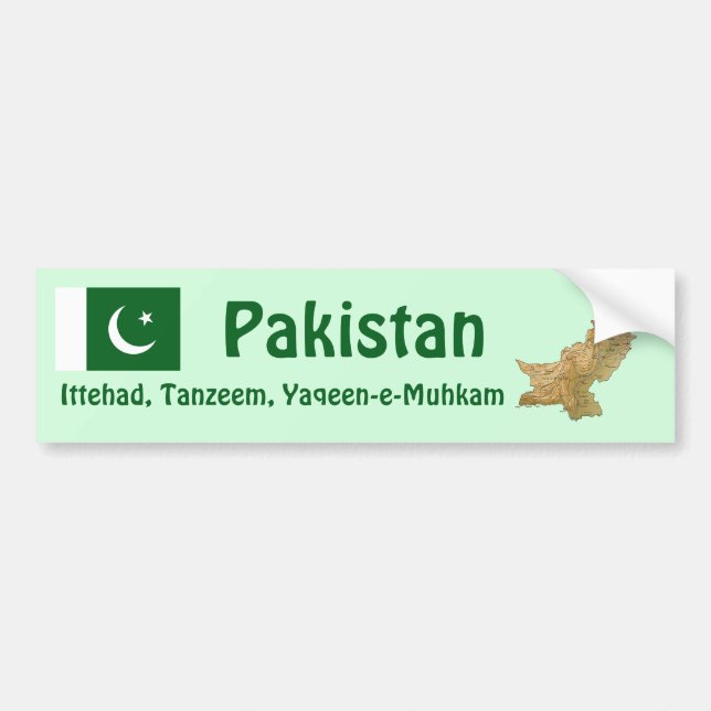 Pakistan Flag + Map Bumper Sticker (Front)