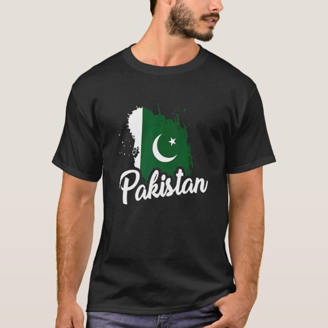 Pakistan Flag  Pakistani Proud Roots Love Team Cut T-Shirt (Front)