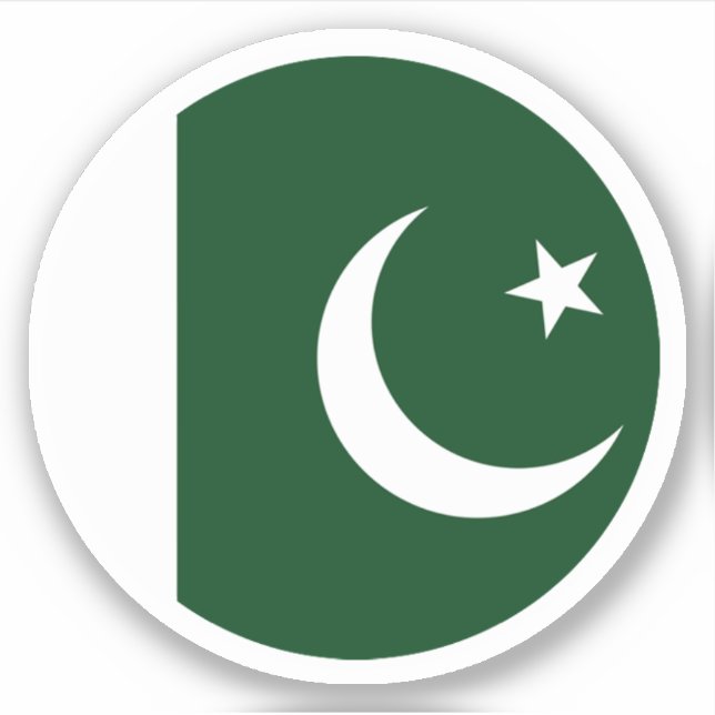 Pakistan Flag Round Sticker (Front)