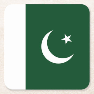Pakistan Flag Square Paper Coaster