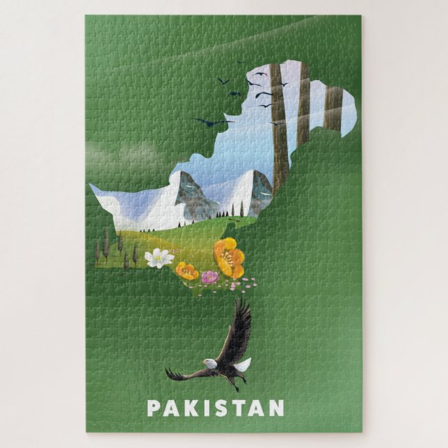 Pakistan illustrated travel map. jigsaw puzzle (Vertical)