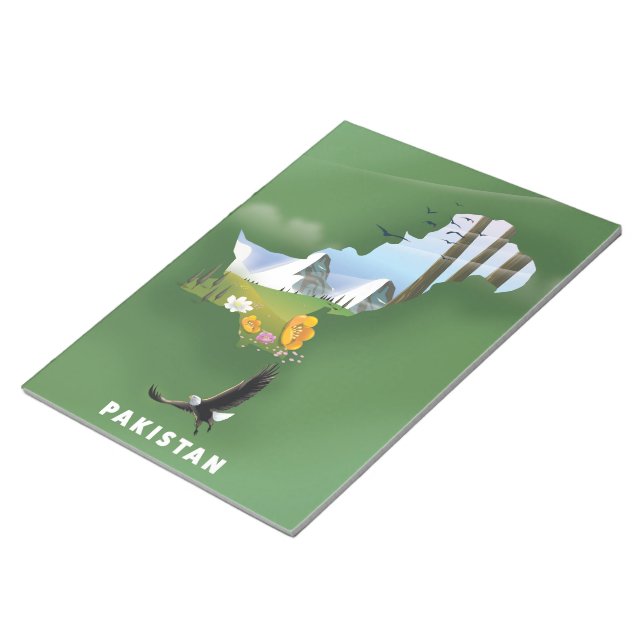 Pakistan illustrated travel map. notepad (Angled)