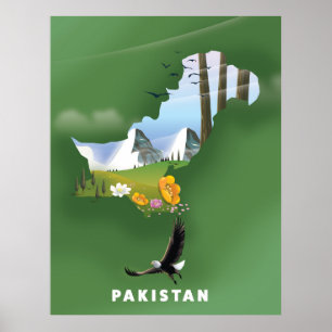 Pakistan illustrated travel map. poster