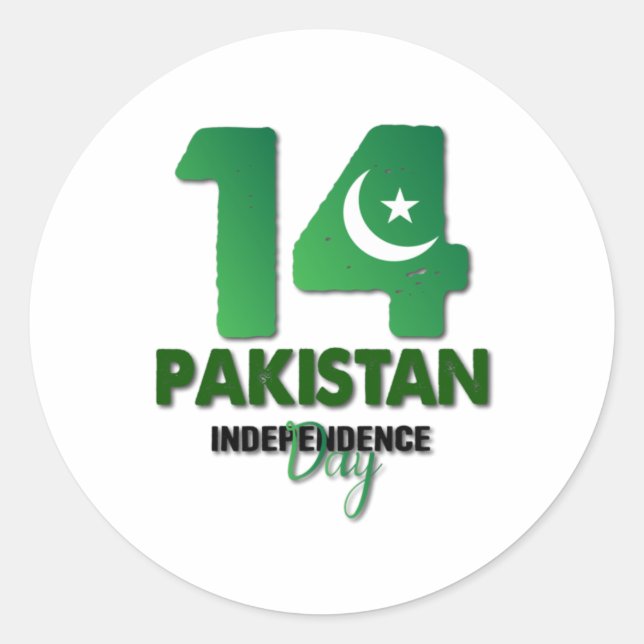 Pakistan Independence Day 14 August Classic Round Sticker (Front)