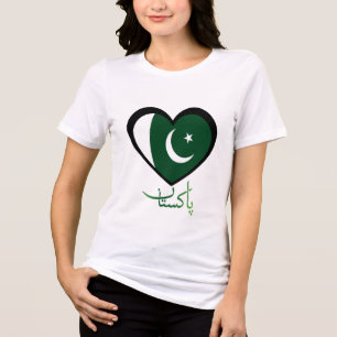 Pakistan Independence Day 14 August Flag Heart T-S Tri-Blend Shirt