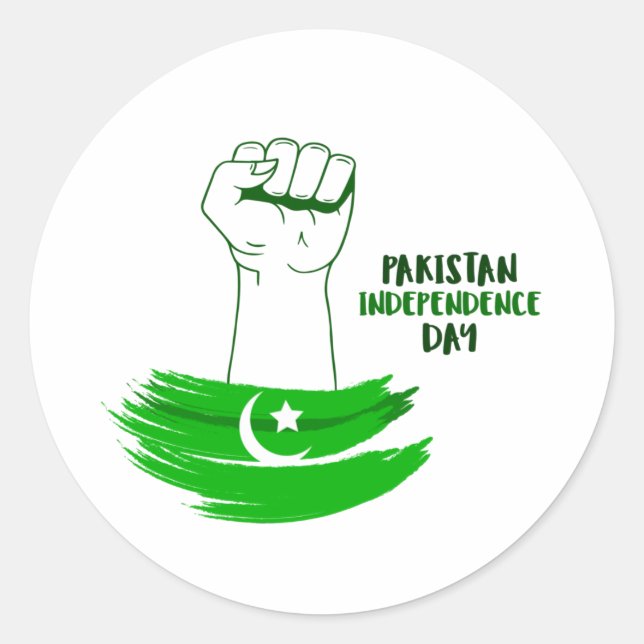 Pakistan Independence Day Pakistan Flag Classic Round Sticker (Front)
