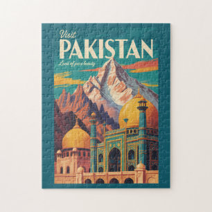 Pakistan Landscape Illustration Travel Art Vintage Jigsaw Puzzle