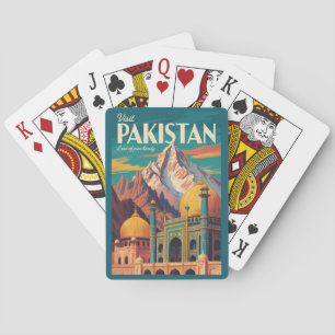 Pakistan Landscape Illustration Travel Art Vintage Playing Cards