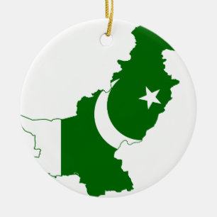 Pakistan Map Flag Ceramic Tree Decoration