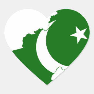 Pakistan Map Flag Heart Sticker