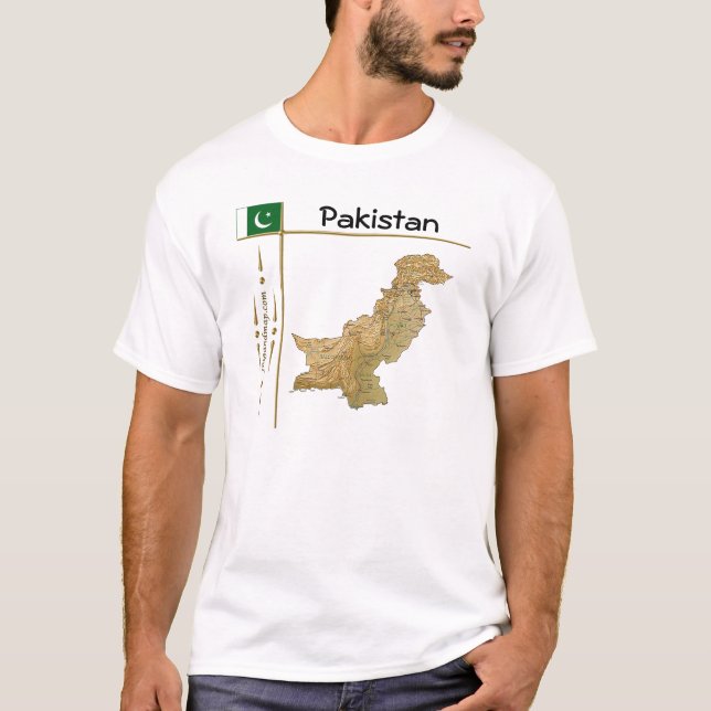 Pakistan Map + Flag + Title T-Shirt (Front)
