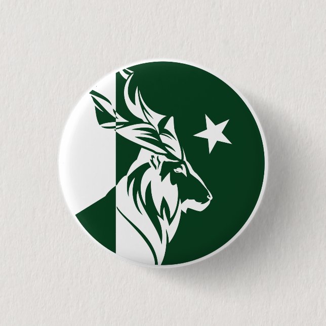 Pakistan Markhor Pakistani National Animal Flag 3 Cm Round Badge (Front)