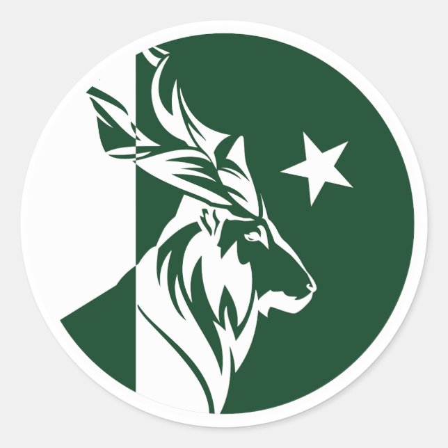 Pakistan Markhor Pakistani National Animal Flag Classic Round Sticker (Front)