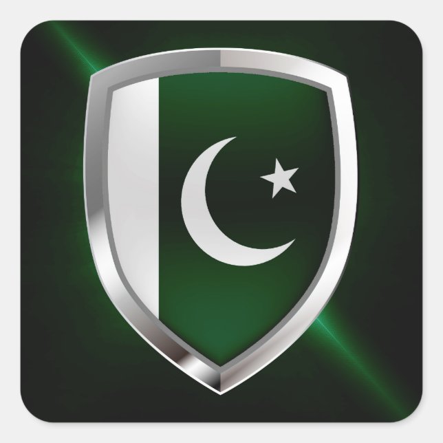 Pakistan Metallic Emblem Square Sticker (Front)