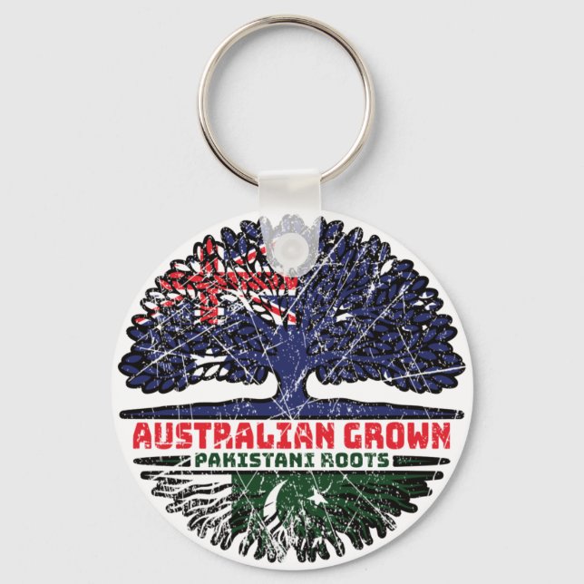Pakistan Pakistani Australian Australia Tree Roots Key Ring (Front)