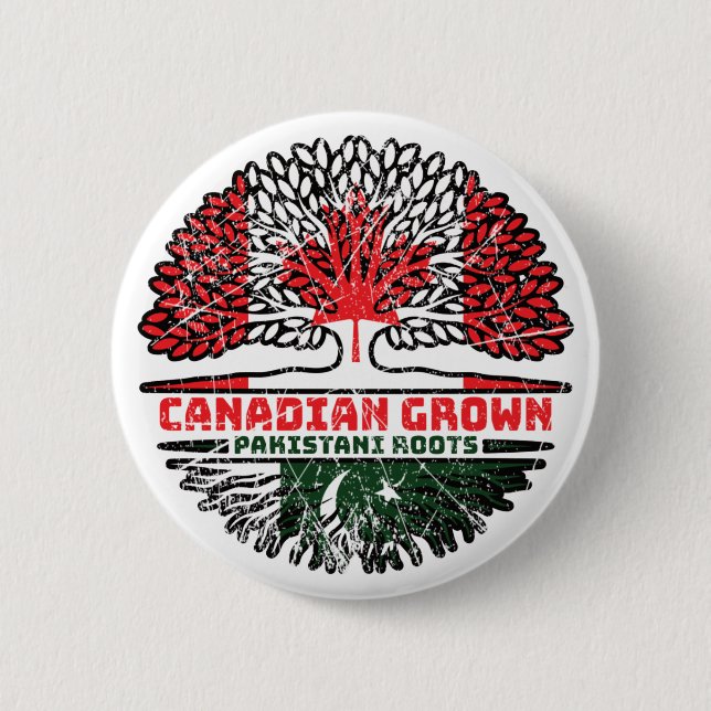 Pakistan Pakistani Canadian Canada Tree Roots Flag 6 Cm Round Badge (Front)