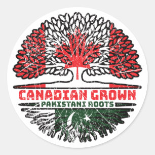 Pakistan Pakistani Canadian Canada Tree Roots Flag Classic Round Sticker