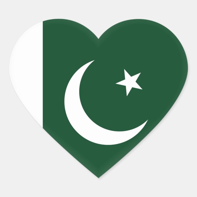 Pakistan (Pakistani) Flag Heart Sticker (Front)