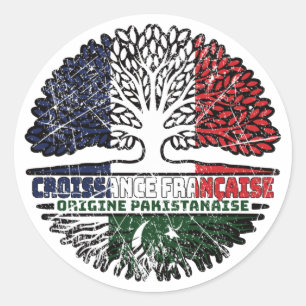 Pakistan Pakistani French France Tree Roots Flag Classic Round Sticker