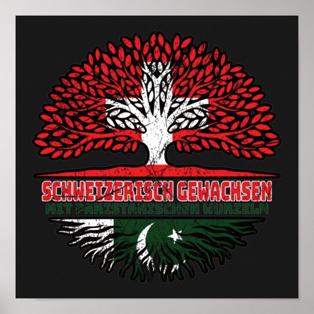 Pakistan Pakistanisch Schweizer Schweiz Baum Poster (Front)