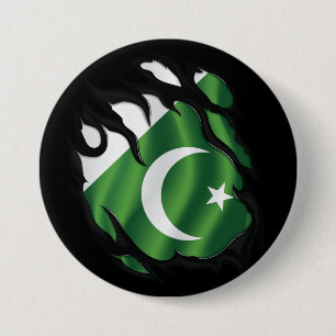 Pakistan Ripped Flag 7.5 Cm Round Badge