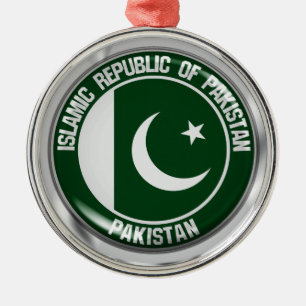 Pakistan Round Emblem Metal Tree Decoration